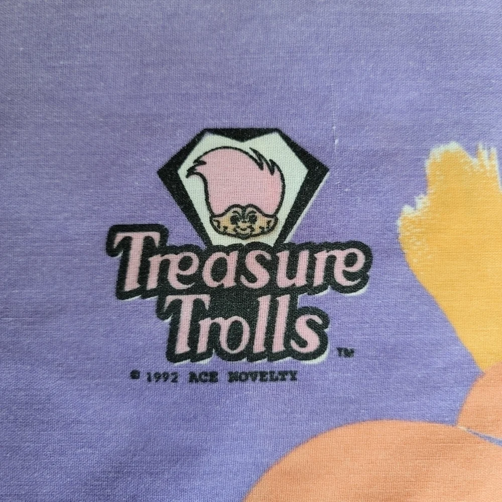 VTG 1992 Treasure Trolls Purple Pillowcase